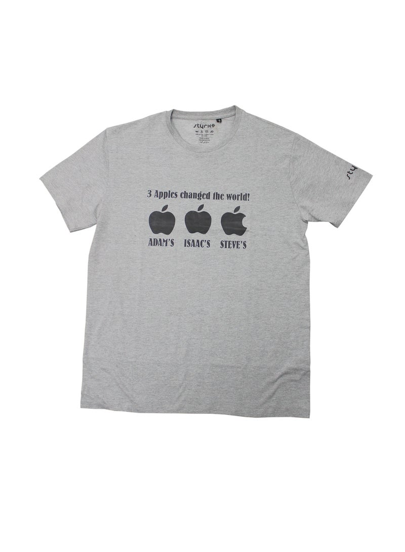 Styrke G. Melange Round Neck T-Shirt – Unisex 3 Apple Design in Bright Colors | Soft & Comfortable Cotton | Perfect for Casual Outings & Relaxed Days - Image 2