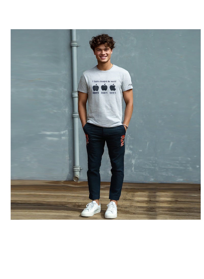 Styrke G. Melange Round Neck T-Shirt – Unisex 3 Apple Design in Bright Colors | Soft & Comfortable Cotton | Perfect for Casual Outings & Relaxed Days - Image 3
