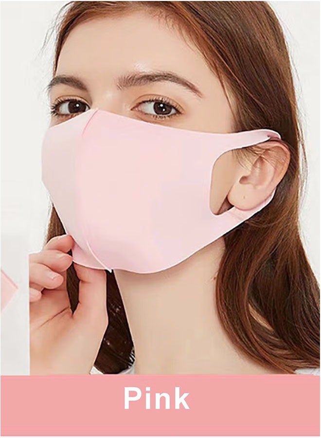 LIVQORA 10 Pieces Reusable Summer Ice Silk Mask, Breathable Cotton Cloth Mask Set, Dustproof Fabric Mask (Black + Gray + Pink + Blue + White) - Image 4