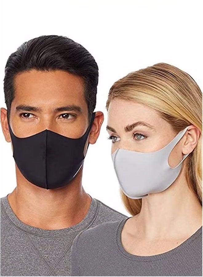 LIVQORA 10 Pieces Reusable Summer Ice Silk Mask, Breathable Cotton Cloth Mask Set, Dustproof Fabric Mask (Black + Gray + Pink + Blue + White) - Image 2