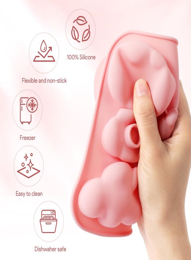 SXoonKing 2 Pcs Cute Cloud Silicone Molds with 2 Droppers, 3D Cloud Baking Mould,Ice Cube Tray, DIY Baking Tool for Chocolate Cake Dessert Candy Mousse, Handmade Chocolate Mold and Ice Cubes (Pink or Gray) - Image 3