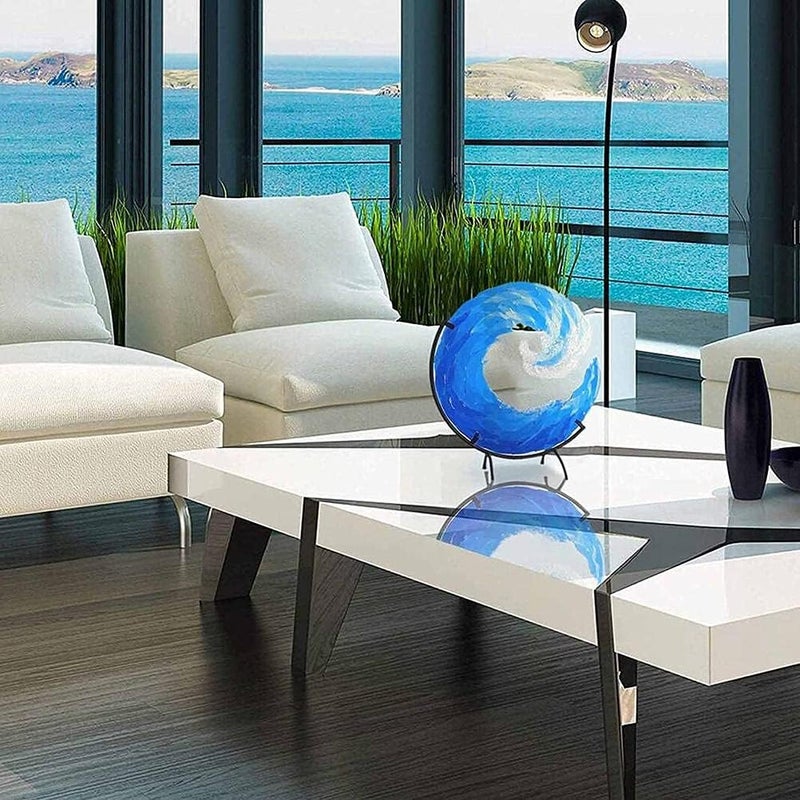 Zerodis Handcrafted Ocean Wave Glass Sculpture, 8 Inch Blue Blown Glass Art, Decorative Desk and Window Sill Accent (#2) - Image 3