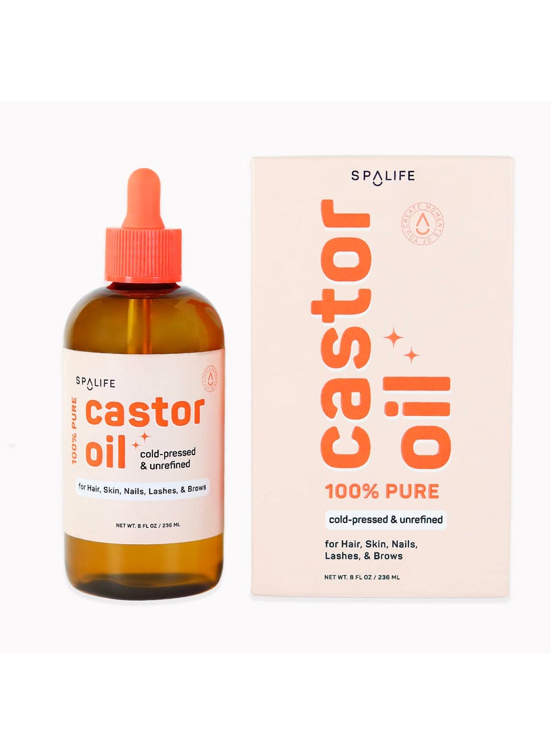 SpaLife - SpaLife Beauty Multi-Use Castor Oil 100% Pure For Hair, Skin, Nails, Lashes, & Brows 8 FL OZ - Image 1
