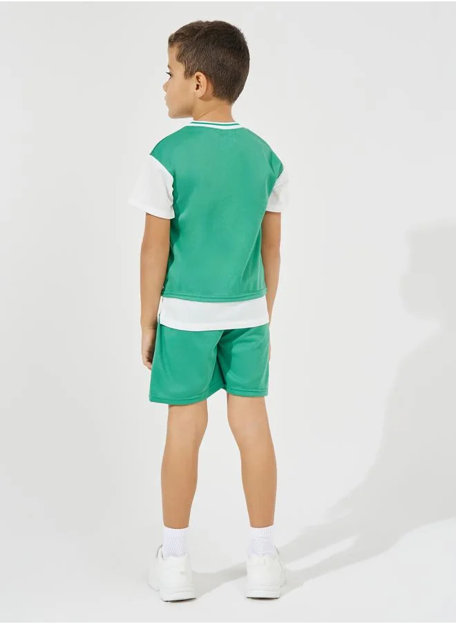 Styli Varsity Print T-Shirt & Shorts Sportswear Sets