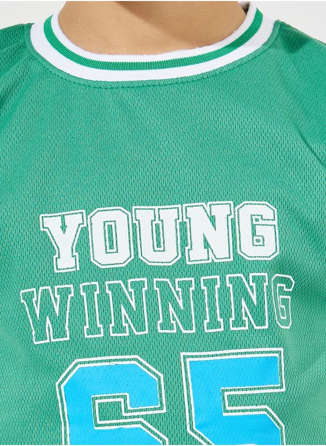 Styli Varsity Print T-Shirt & Shorts Sportswear Sets