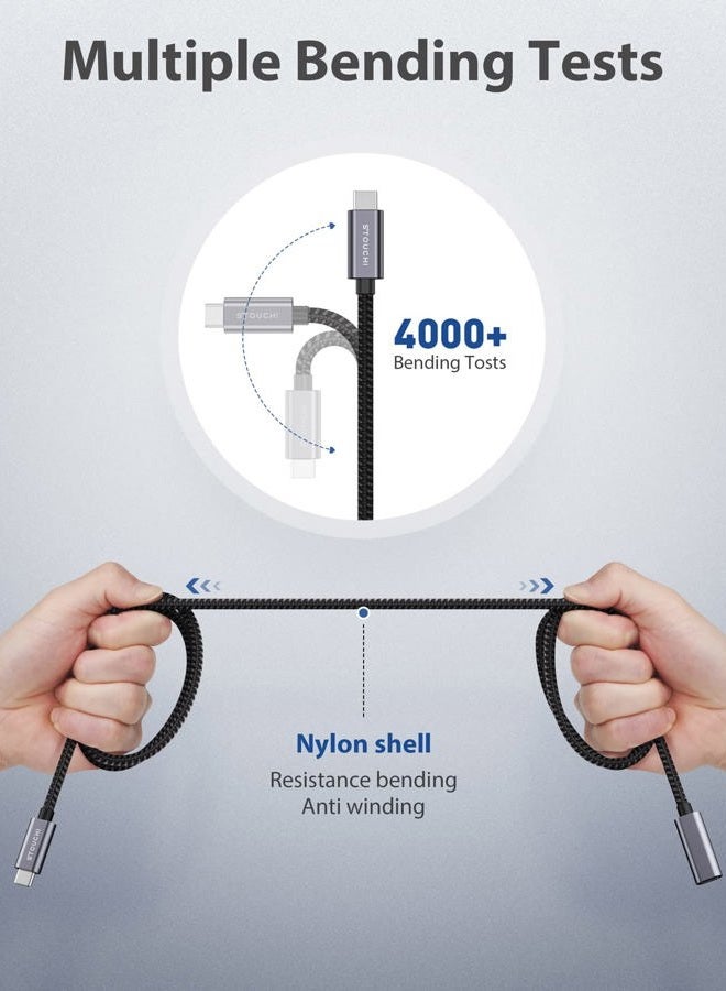 Stouchi كابل تمديد USB C بطول 10FT/3M، كابل تمديد USB C نوع C 3.1 ذكر إلى أنثى للشحن السريع ونقل بيانات الصوت لجهاز iPhone 17 16 15، iPad mini/pro، MacBook Air M4 M3 M2/ M1 Mag-Safe - Image 5