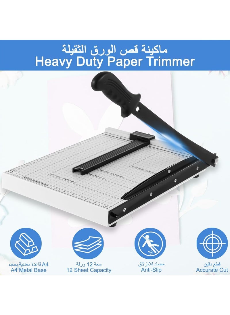 PRIMO PLUS Professional A4 Paper Guillotine Cutter Trimmer Machine White  - Image 1