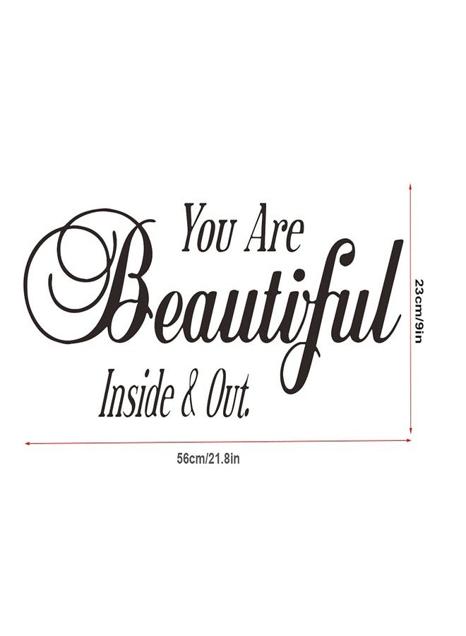 SNOMEL You are Beautiful Inside and Out Wall Sticker, Vinyl Motivational Wall Art Decor, Inspirational Quote Saying Letter Room Decal for Office, Yoga Gym, Study, Girls Bedroom, 22 x 9.1 - Image 3
