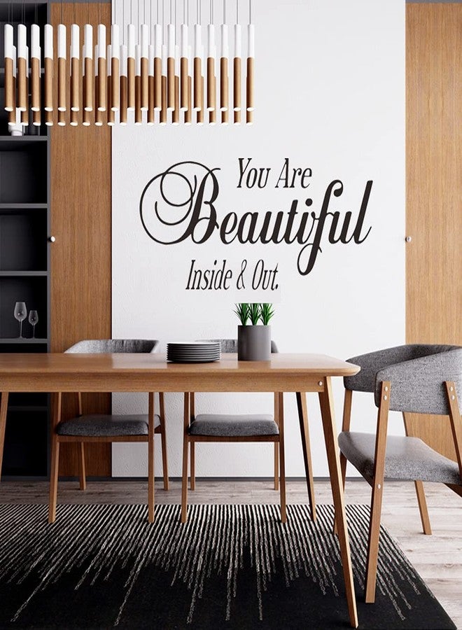 SNOMEL You are Beautiful Inside and Out Wall Sticker, Vinyl Motivational Wall Art Decor, Inspirational Quote Saying Letter Room Decal for Office, Yoga Gym, Study, Girls Bedroom, 22 x 9.1 - Image 4