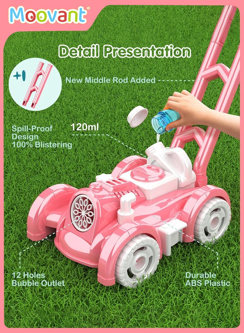 Moovant Bubble Lawn Mower Toddler Toys, Children's Push Tank Bubble Machine, Outdoor Electric Rotating Toy Bubble Machine, Kids' Fully Automatic Gardening Game Bubble Machine Gift, Pink  - Image 5