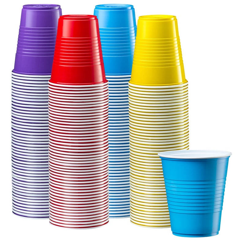 Gusto Comfy Package 12 oz  240 Count Plastic Party Cups Disposable  Assorted Colors Drinking Cups for Party Events and Everyday Use