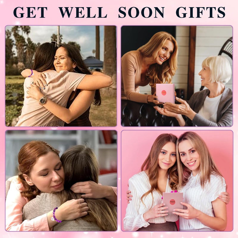 Chuchoter Encouragement Healing gifts,Natural Stone Amethyst Bracelet for Women ,Those Facing Illness or Anxiety to Get Well Soon, Inspirational Gifts on Thanksgiving Christmas Valentine's Day (Agate amethyst) - Image 5