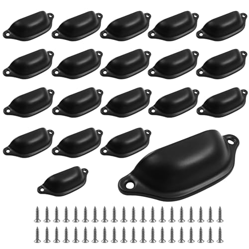 suiwotin 20pcs Antique Cup Drawer Pulls Black Bin Cup Pulls Knobs Cabinet Pull Handles for Dresser Cupboard Closet Kitchen Furniture 38 Inch Length 33 Inch Hole Spacing - Image 1