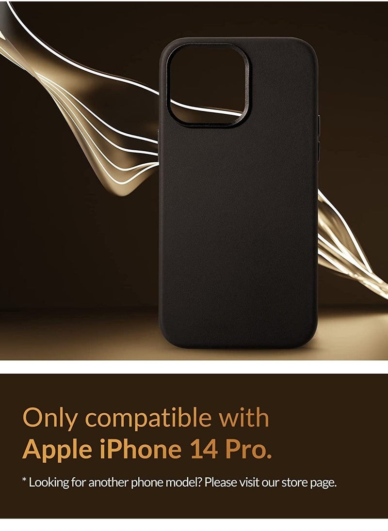 Raxoom (for iPhone 14 Pro) - European Nappa Leather Case - Smoothen and Soften Over Time - Compatible with Magsafe - Black - Image 2