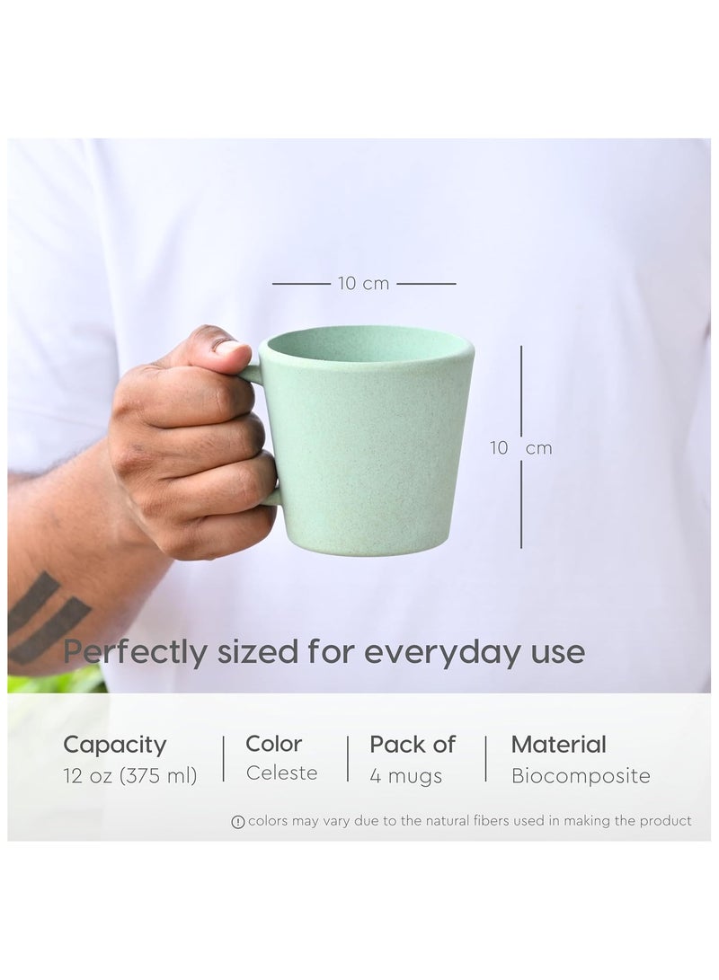 FRENVI Earth-Friendly Majestic Coffee Mug 375 ml| Made with Rice Husk & Bamboo Fibers| Celeste Green - Image 2