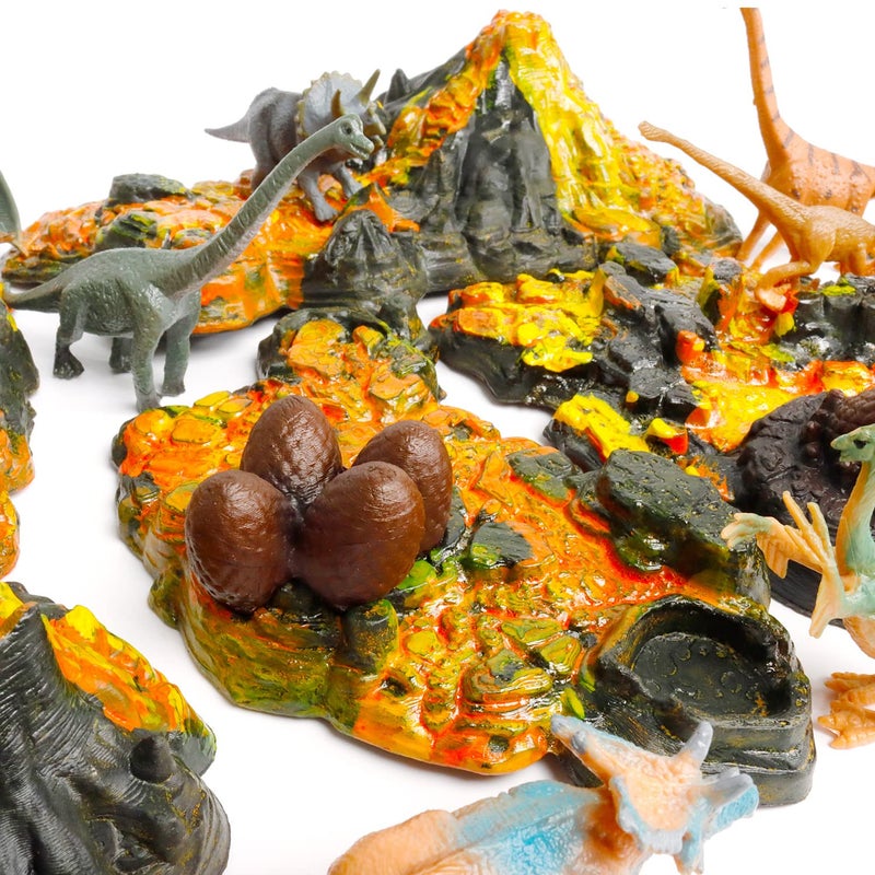 Aydinids 6 Pcs Mini Volcano Model with 12 Pcs Mini Dinosaur Figurines Plastic Dinosaurs Figurines Artificial Volcano Set for Dinosaur Cake Topper Birthday Gifts Party Supplies - Image 3