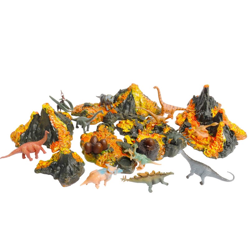 Aydinids 6 Pcs Mini Volcano Model with 12 Pcs Mini Dinosaur Figurines Plastic Dinosaurs Figurines Artificial Volcano Set for Dinosaur Cake Topper Birthday Gifts Party Supplies - Image 2