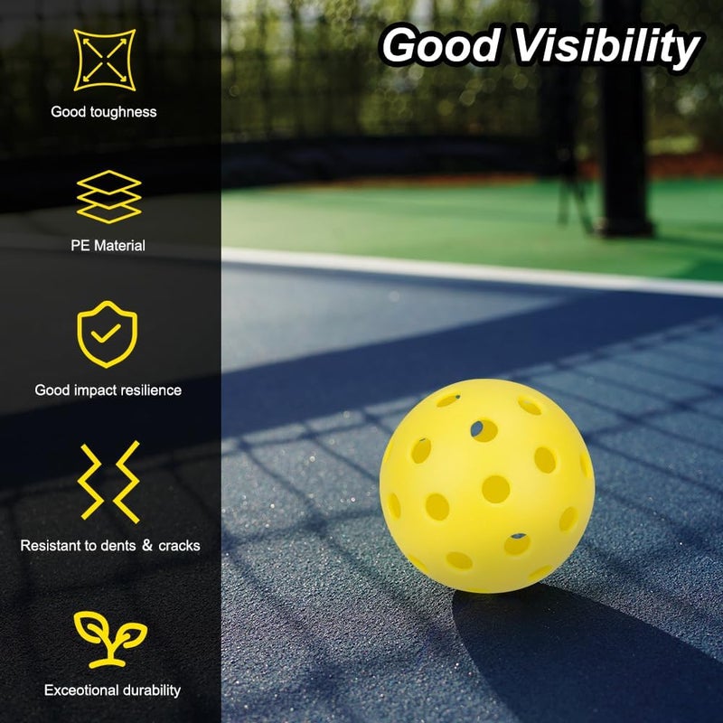 ianoni 12-Pack Outdoor Pickleball Balls – 40-Hole Durable High-Bounce Pickleballs for All Skill Levels, Bright Yellow - Image 5