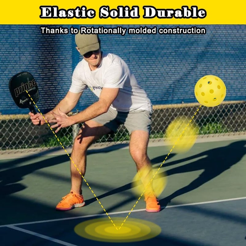 ianoni 12-Pack Outdoor Pickleball Balls – 40-Hole Durable High-Bounce Pickleballs for All Skill Levels, Bright Yellow - Image 3