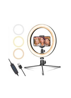 Led Ring Light 10 Inch With Tripod Stand And Phone Holder For Live Streaming And Youtube Video Dimmable Desk Makeup Ring Light For Photography Shooting With 3 Light Modes And 10 Brightness Level