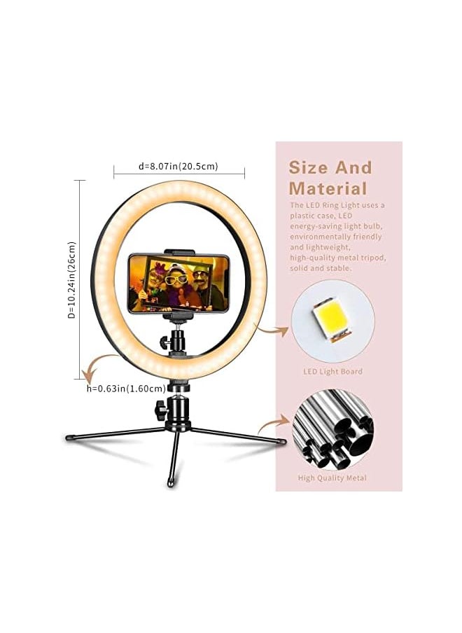 Cool Baby - Led Ring Light 10 Inch With Tripod Stand And Phone Holder For Live Streaming And Youtube Video Dimmable Desk Makeup Ring Light For Photography Shooting With 3 Light Modes And 10 Brightness Level - Image 1