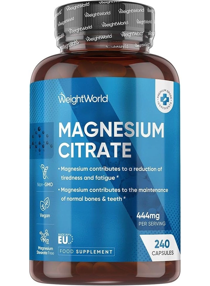سترات المغنيسيوم 444 ملغ – يدعم صحة العضلات والأعصاب والعظام – 240 كبسولة – صنع في المملكة المتحدة - Image 1