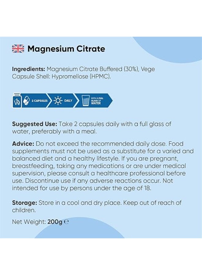 سترات المغنيسيوم 444 ملغ – يدعم صحة العضلات والأعصاب والعظام – 240 كبسولة – صنع في المملكة المتحدة - Image 5