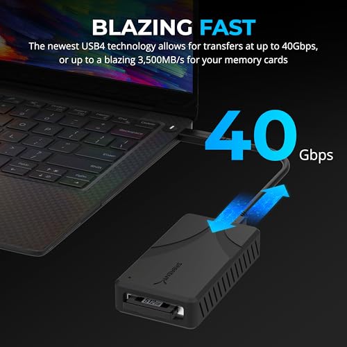 SABRENT USB4 CFexpress Type B Card Reader – 40Gbps Transfer Speed, Aluminum Alloy Body, Detachable USB-C Cable, Silicone Sleeve, OTG Support – Compatible with Cameras, Laptops, and Cages (CR-U4XB) - Image 3