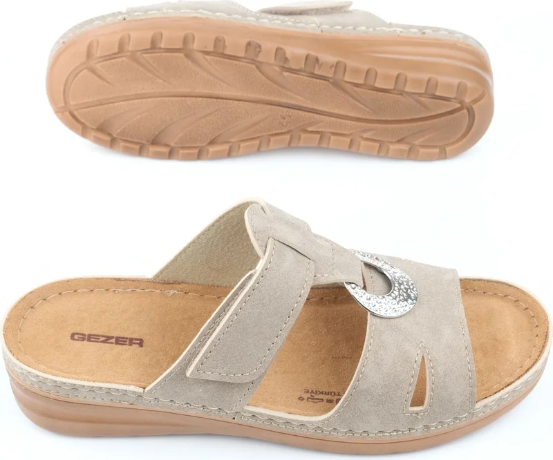 Gezer Summer Women's Faux Leather Collection Velcro Adjustable Slippers