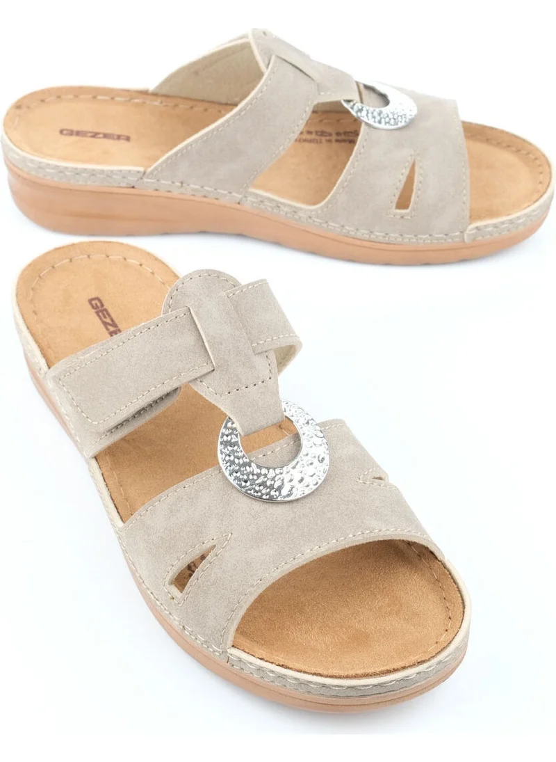 Gezer Summer Women's Faux Leather Collection Velcro Adjustable Slippers