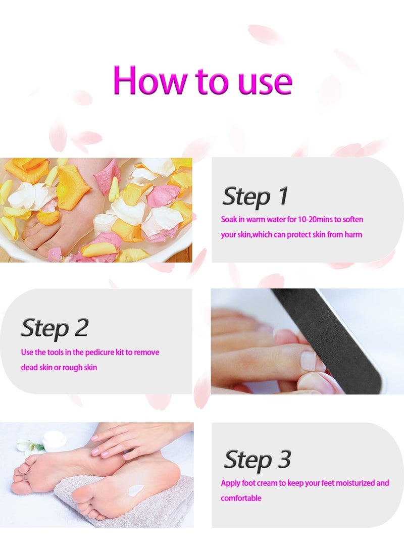 مجموعة العناية بالأقدام 27 في 1 - أدوات مهنية من الفولاذ المقاوم للصدأ للرجال والنساء | مزيل الجلد القاسي، مبرد القدم وأدوات العناية باليدين للاستخدام المنزلي والمحلات (أسود) - Image 5