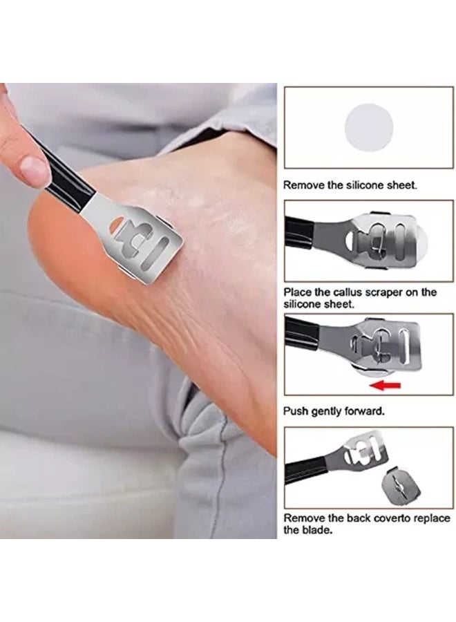 مجموعة العناية بالأقدام 27 في 1 - أدوات مهنية من الفولاذ المقاوم للصدأ للرجال والنساء | مزيل الجلد القاسي، مبرد القدم وأدوات العناية باليدين للاستخدام المنزلي والمحلات (أسود) - Image 4