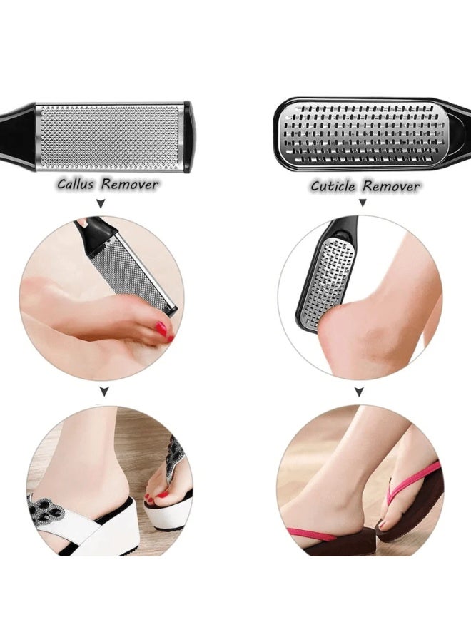 مجموعة العناية بالأقدام 27 في 1 - أدوات مهنية من الفولاذ المقاوم للصدأ للرجال والنساء | مزيل الجلد القاسي، مبرد القدم وأدوات العناية باليدين للاستخدام المنزلي والمحلات (أسود) - Image 2