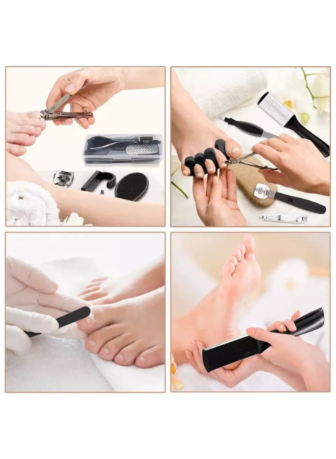 مجموعة العناية بالأقدام 27 في 1 - أدوات مهنية من الفولاذ المقاوم للصدأ للرجال والنساء | مزيل الجلد القاسي، مبرد القدم وأدوات العناية باليدين للاستخدام المنزلي والمحلات (أسود) - Image 3