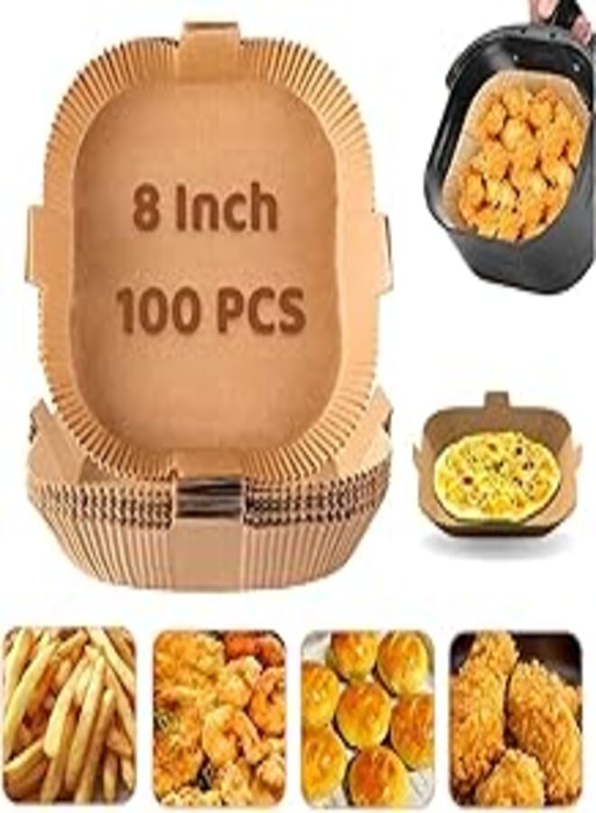 100 PCS Air Fryer Liners Square, Disposable Air Fryer Paper Liners, Parchment Paper Liner for Microwave, Non-Stick Grease-proof Paper for Air Fryer Compatible with Ninja Tower