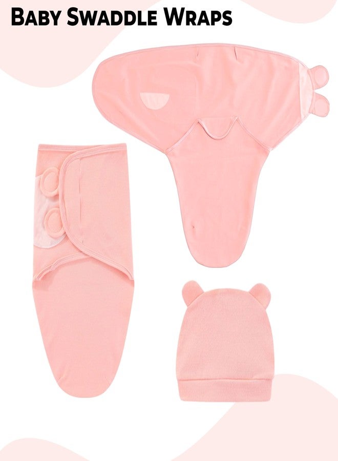 BEMBIKA Baby Swaddle Wraps Soft Cotton, Organic Cotton & Hooded Muslin Swaddle Wraps, Comfortable, Breathable & Safe Set of 2 -(0-3 Months | Pure Color Powder) - Image 2