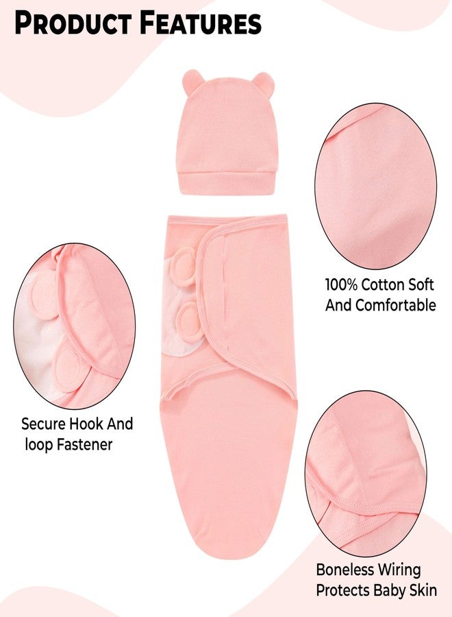 BEMBIKA Baby Swaddle Wraps Soft Cotton, Organic Cotton & Hooded Muslin Swaddle Wraps, Comfortable, Breathable & Safe Set of 2 -(0-3 Months | Pure Color Powder) - Image 4