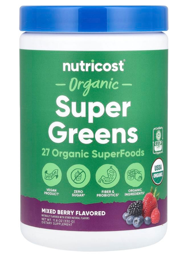 Nutricost Organic Super Greens Mixed Berry 11.8 oz (330 g)