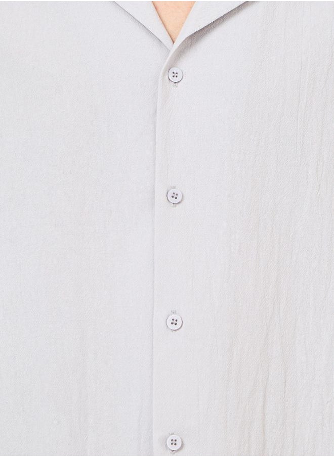 Styli Cotton Textured Resort Collar Relaxed Shirt  - Image 3
