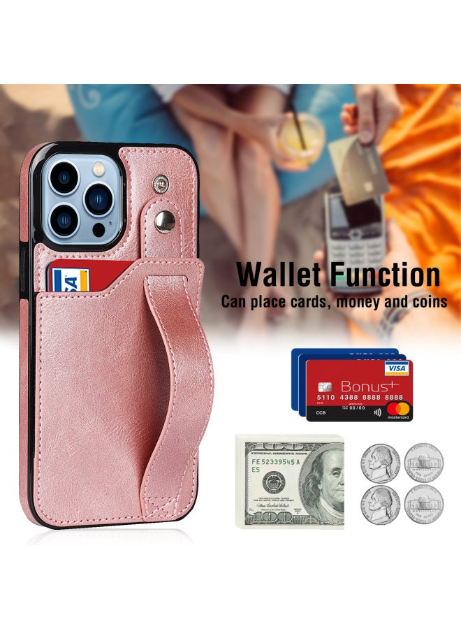 For Apple Mobile Phone Case Wrist Strap Protective Case Card-inserting Leather Case Multiple Models Available 