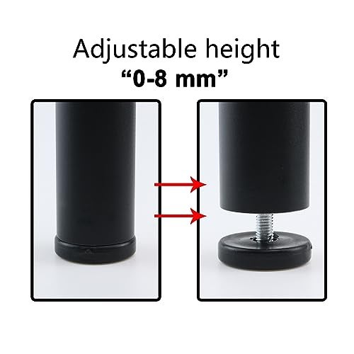 Dnyta 4Pcs 6inch Frosted Support Legs, Aluminum Alloy Adjustable Height Furniture Legs, Alternative Support Columns for Cabinets, Refrigerators, Washing Machines, and Small Sofas (Black) - Image 3