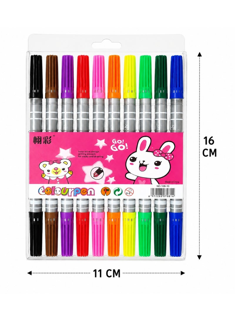 Colour Pen Set 10 Colours (Pack of 3) | 30 Vibrant Marker Pens | Kids Drawing, Coloring, School & Art Supplies - Image 3