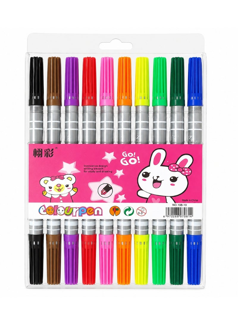 Colour Pen Set 10 Colours (Pack of 3) | 30 Vibrant Marker Pens | Kids Drawing, Coloring, School & Art Supplies - Image 2