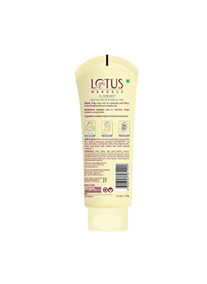 LOTUS HERBALS Black Clay Skin Whitening Face Pack Claywhite 120G  - Image 3