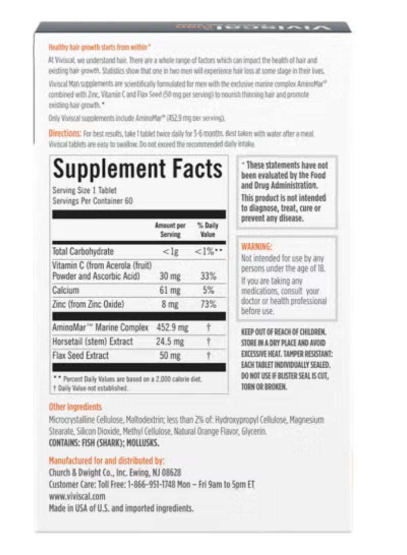 Viviscal Man Hair Health Supplements, 60 Tablets - Image 3