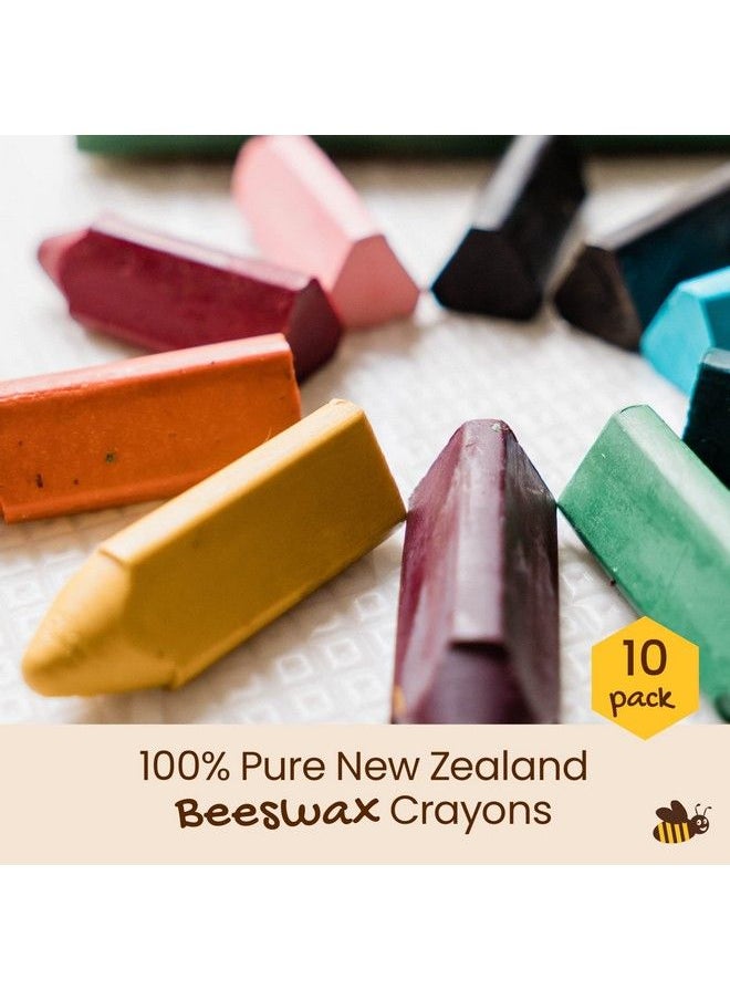 Honeysticks - 100% Pure Beeswax Crayons Easy Grip Triangle Crayons Promotes Pencil Grip Development For Toddlers Kids Ages 24 Non Toxic Food Grade Colors Handmade In New Zealand 10 Pack - Image 1