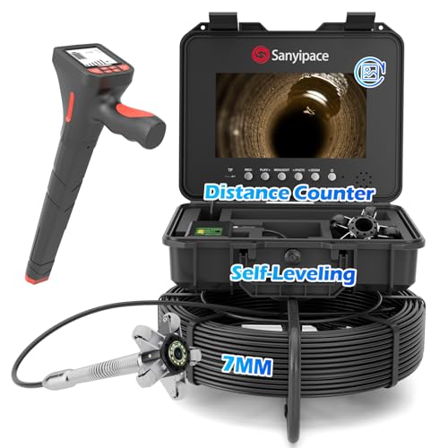 Sanyipace Sewer Camera with Pipe Locator, 7mm/0.28inch Cable, 512Hz, 10.1" IPS Screen, 32GB Card, 165FT/50M Borescope Inspection Camera, DVR with Speaker, for Drain Pipe Plumbing Inspection - Image 1