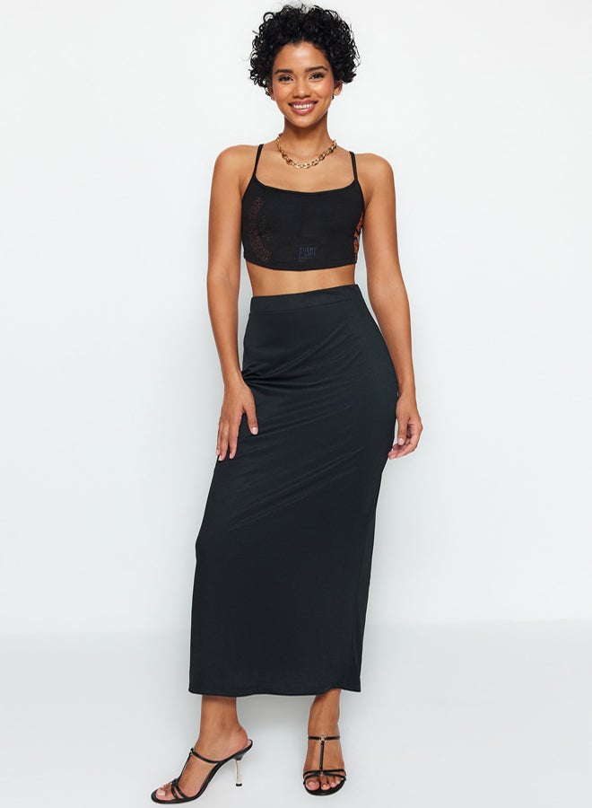 trendyol Black Maxi High Waist Flexible Knitted Skirt - Image 1