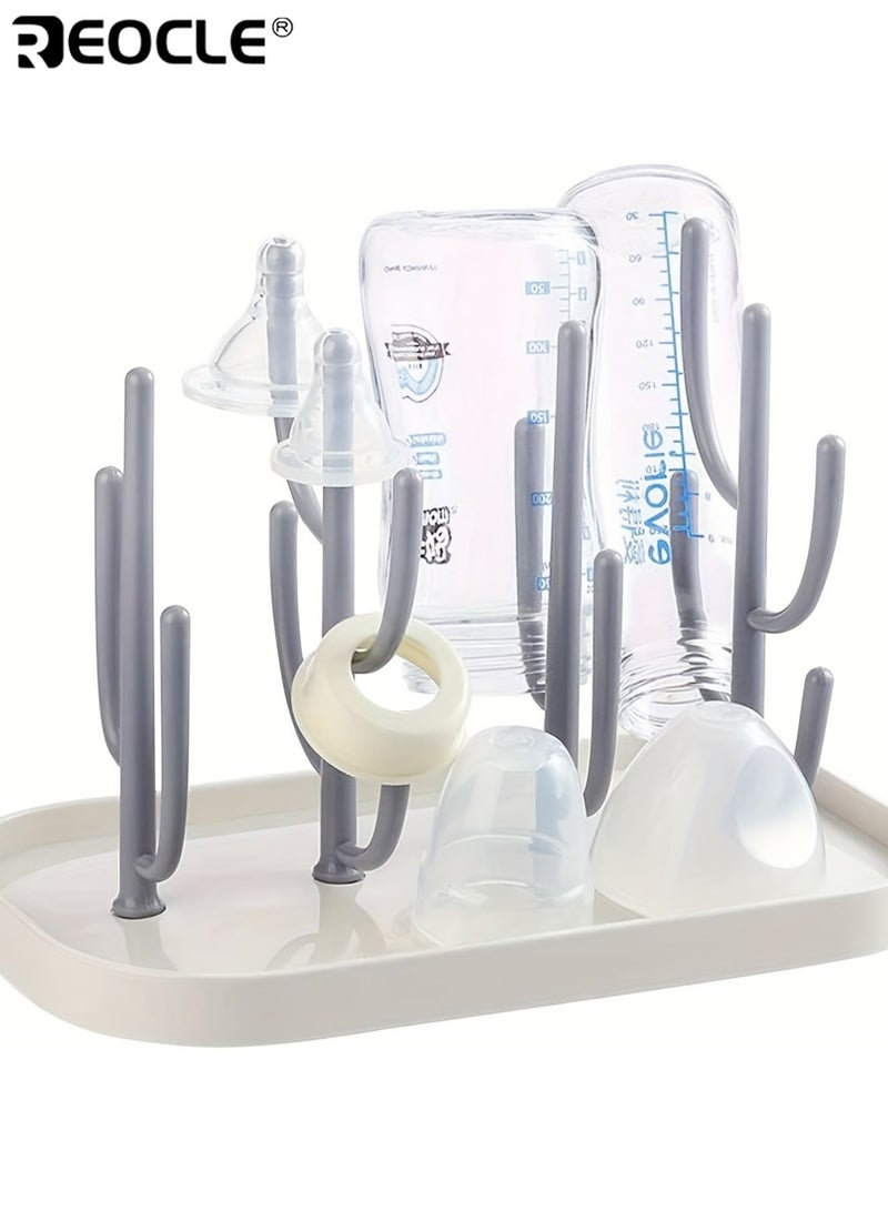 REOCLE Baby Bottle Drying Rack with Base Creative Tree Branch Design Space-Saving Countertop Storage Easy to Clean Durable Plastic Organizer for Baby Bottles Teats Cups and Pump Parts - Image 5