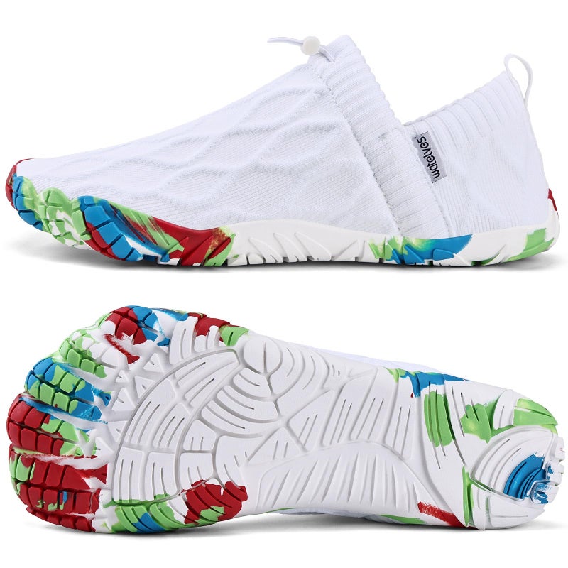 WateLves Barefoot Water Shoes Women Men Minimalist Comfortable Walking Shoes Beach Outdoor Running Sneakers (White/Colorful,39) - Image 3